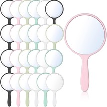 Jetec 25 Pcs Handheld Mirror With Handle, 3.94&quot; L X, White,Pink,Black,Blue,Green - £27.32 GBP