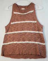 Altar&#39;d State Tank Top Womens Size Medium Brown White Striped Knit Sleeveless - £9.40 GBP