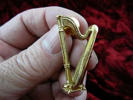 (M-206-A) HARP tac pin BROOCH tack 24k gold plate LYON &amp; HEALY love little harps - £15.90 GBP