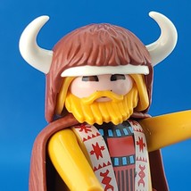 Playmobil Tribal Viking Chief Native Figure Geobra 1993 Helmet Cloak - $9.89