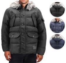 Men&#39;s Heavy Weight Warm Winter Coat Puffer Faux Fur Trim Sherpa Lined Ja... - £49.88 GBP