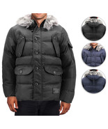 Men&#39;s Heavy Weight Warm Winter Coat Puffer Faux Fur Trim Sherpa Lined Ja... - $62.95