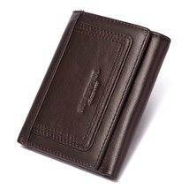 HUMERPAUL Genuine Leather Men Wallets Blocking Mini Card Holders Tri-fold Short  - £44.06 GBP