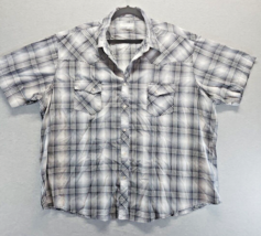 Wrangler Pearl Snap Grey Plaid Shirt Size 2XL (1s3) - $15.84