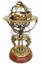 Antique Vintage Globe With Compass18&quot; Nautical Brass Sphere Engraved Arm... - £121.07 GBP