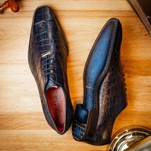 Men's Shoes Bono Genuine Alligator Oxford Navy image 12