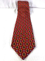 JOS A BANK Mens Red Geometric Pattern 100% Silk Tie Made In China - $12.34