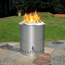 15&quot; Smokeless SS Firepit Portable Wood Burning Fireplace and Gril w/ Carry Bag - £103.09 GBP