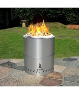 15&quot; Smokeless SS Firepit Portable Wood Burning Fireplace and Gril w/ Car... - £102.54 GBP