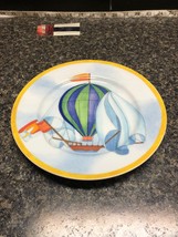 Williams Sonoma Montgolfiere Pattern Salad Plate Hot Air Balloon Green Blue - £8.01 GBP