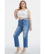 BAYEAS Full Size Mid Waist Distressed Ripped Straight Jeans - $85.63 CAD