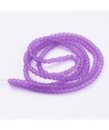 A  Bead lot 5 strands 31 inches long frosted round blue violet 4mm TR447 - $10.44