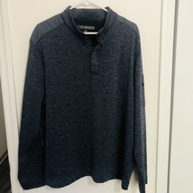 GREG NORMAN Blue Heather Men&#39;s XL Pullover Sweater 1/4 Button Pocket Golf Fleece - £15.94 GBP
