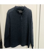 GREG NORMAN Blue Heather Men&#39;s XL Pullover Sweater 1/4 Button Pocket Gol... - £16.16 GBP