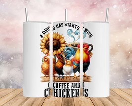 Skinny Tumbler with Straw, 20/30oz, A Good Day Starts with Coffee and Chickens,  - £28.90 GBP+