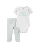 NEW Carter&#39;s Baby 2 Piece Happy Easter Outfit sz newborn w/ bodysuit &amp; p... - £8.61 GBP