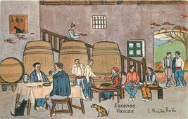 Postcard C-1910 Spain Beer Hall Drinking humor art Galarza 23-5409 - $6.55