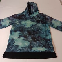 Carbon Men's Black & Dyed Blue Drawstring Hoodie Pullover Sweatshirt Size Medium image 6