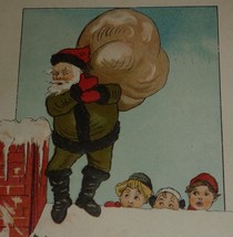 A/S HBG Santa Claus In Olive Green Suit, Sack of Toys Antique Christmas Postcard - £5.10 GBP