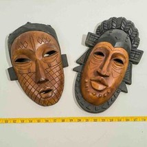 Africain Tribal Masque Présentation Décor Maison Paire - £77.52 GBP