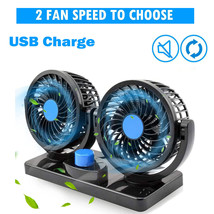 Dual Heads 2 Speed Electric Car Cooling Fan With 360 Degree Rotatable Usb Charge - £28.84 GBP