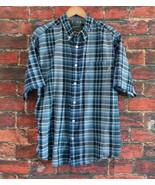 Woolrich Men&#39;s Casual Short Sleeve Shirt L Blue Plaid Spring Summer Fall - $27.01 CAD