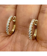 2Ct Round Cut Lab-Created Diamond 14K Yellow Gold Plated Women&#39;s Hoop Ea... - $1,791.20 MXN