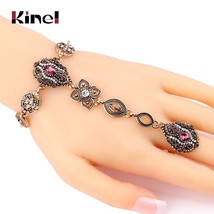 Kinel 2020 Fashion Crystal Flower Vintage Jewelry Sets Unique Bracelets And Ring - £18.86 GBP