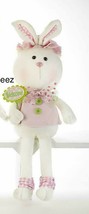 Welcome Easter Bunny Rabbit Doll Shelf Sitter Figurine Pink   Delton 20&quot; - £19.51 GBP