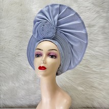 Auto Gele African Gele Fabric Headtie Stones Made Head Wear Hat Aso-Oke ... - $56.99