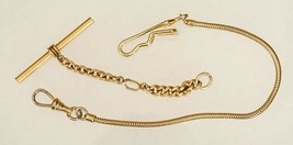 Vintage Estate Jewelry Gold Plated Brass Bar &amp; Chain Clasp Watch Fob Clips - £27.14 GBP