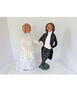 BYERS CHOICE CAROLERS DANCING VICTORIAN LADY &amp; MAN 1999 SIGNED 13.5&quot; RET... - £61.98 GBP