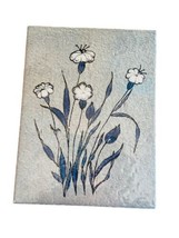 Semigres Italian Hand painted Tile White Flowers and Colonial Blue Leaves - $22.13