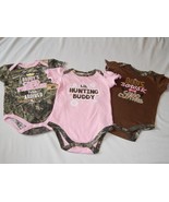 Baby Girls Mossy Oak 3 pc Camo Bodysuit Set Size 18 &amp; 24 Months Outfit H... - £19.43 GBP