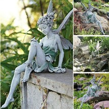 Miniature Sitting Fairy Elf Statue Yard Craft Landscaping Garden Home De... - £19.22 GBP