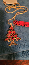 New Betsey Johnson Necklace Christmas Tree Multicolor Rhinestone Holiday Nice - £11.98 GBP