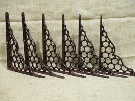 6 Cast Iron Large Antique Style Brackets Garden Braces Shelf Bracket Cor... - $46.99