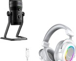 Usb Microphone And White Gaming Headset, Studio Recording Mic With Mute ... - $196.99
