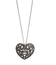 ID# Exquisite Intricate Vintage Heart Sterling Necklace. - $64.35