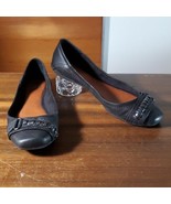 Gianni Bini Flats Size 8 Ballet Black Leather Chain Toe Details Cushione... - £16.84 GBP