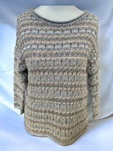 Lucky Brand gray with metallic threading pullover ladies sweater size me... - £16.90 GBP