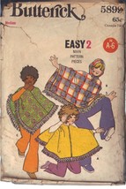 Butterick Pattern 5899 Md 8-10 From The 1960'S Poncho In 3 Variations - $3.00