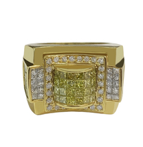 Custom made Yellow Gold Ring with 2.9ct White&amp;Yellow Diamonds - £1,729.98 GBP