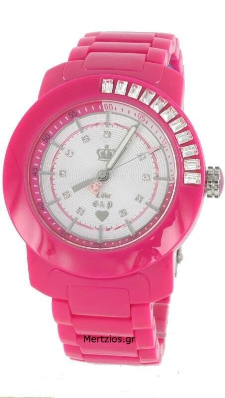Juicy Couture Women's Silver Dial BFF Hot Pink Plastic Bracelet Watch 1900652 - $83.22