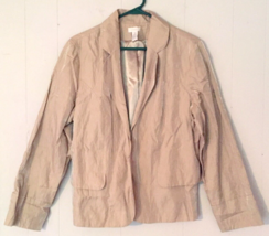 Chico&#39;s blazer/jacket size 2 women cream color shinny pockets long sleeve - £12.63 GBP