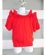 JANIE AND JACK RED PUFF SLEEVE SWEATER TOP SIZE 6 GIRL&#39;S EUC - $411.29 MXN