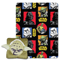 NWT Disney Star Wars Jedi Master YODA Square 3D Pillow &amp; Fleece Throw Co... - £27.51 GBP