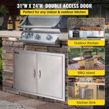 BBQ Double Access Door 31x24 Inch, Stainless Steel, Vertical Wall, BBQ Island - £89.41 GBP