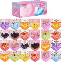 24Pcs Valentines Slime Hearts with Cards for Kids&#39; Valentine Gift Classroom Exch - £35.23 GBP