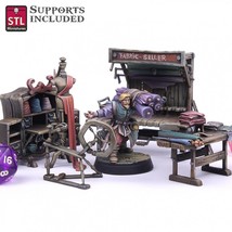 3D Printed STL Miniatures Fabric Seller Set 28mm - 32mm War Gaming D&amp;D - $8.33+